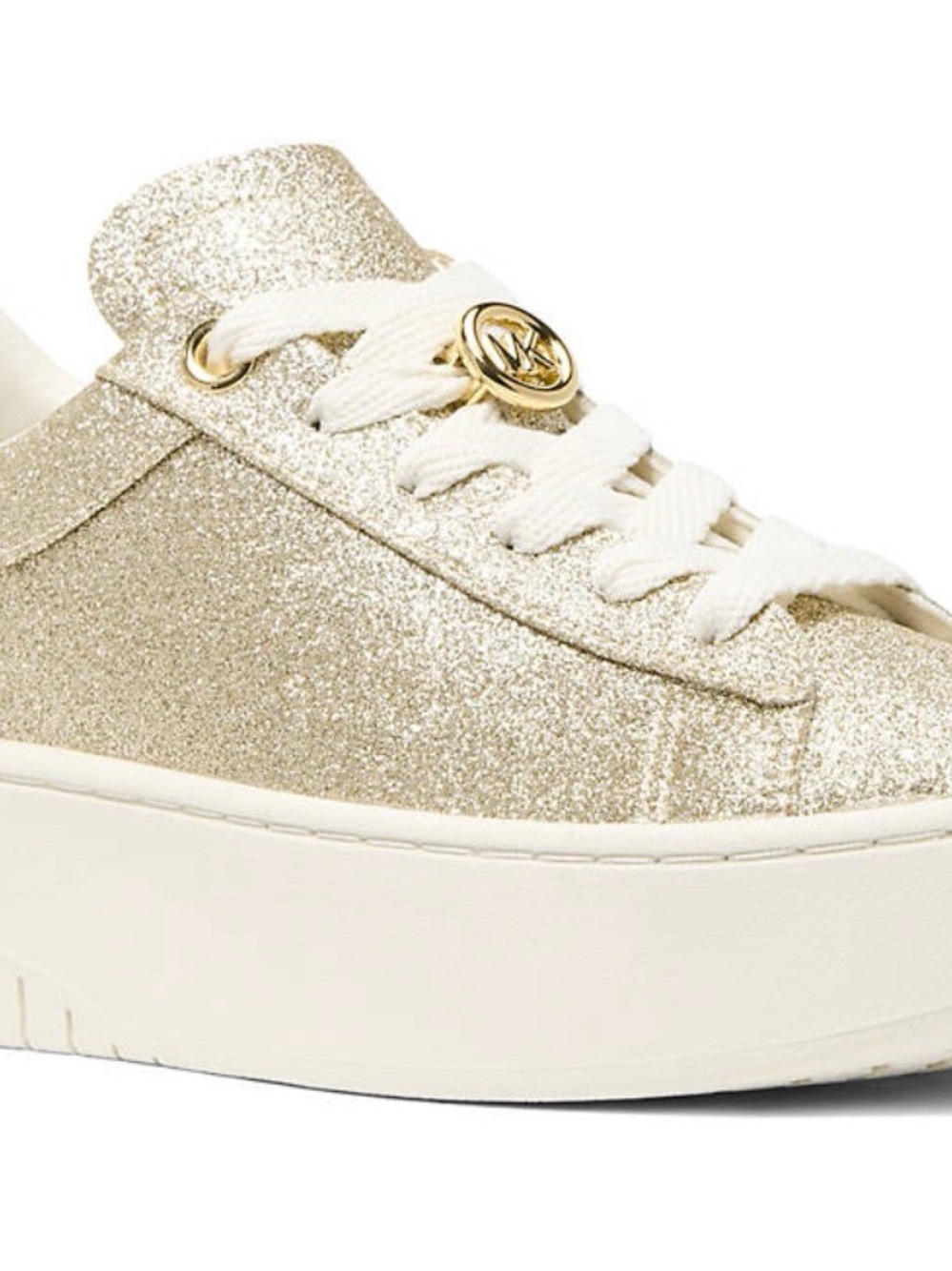 Michael Kors Gold Glitter Platform Lace-Up Sneaker